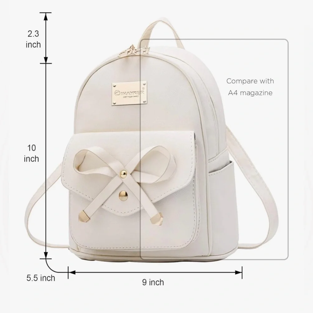 I IHAYNER, NWOT - Bowknot Mini Backpack in Beige
